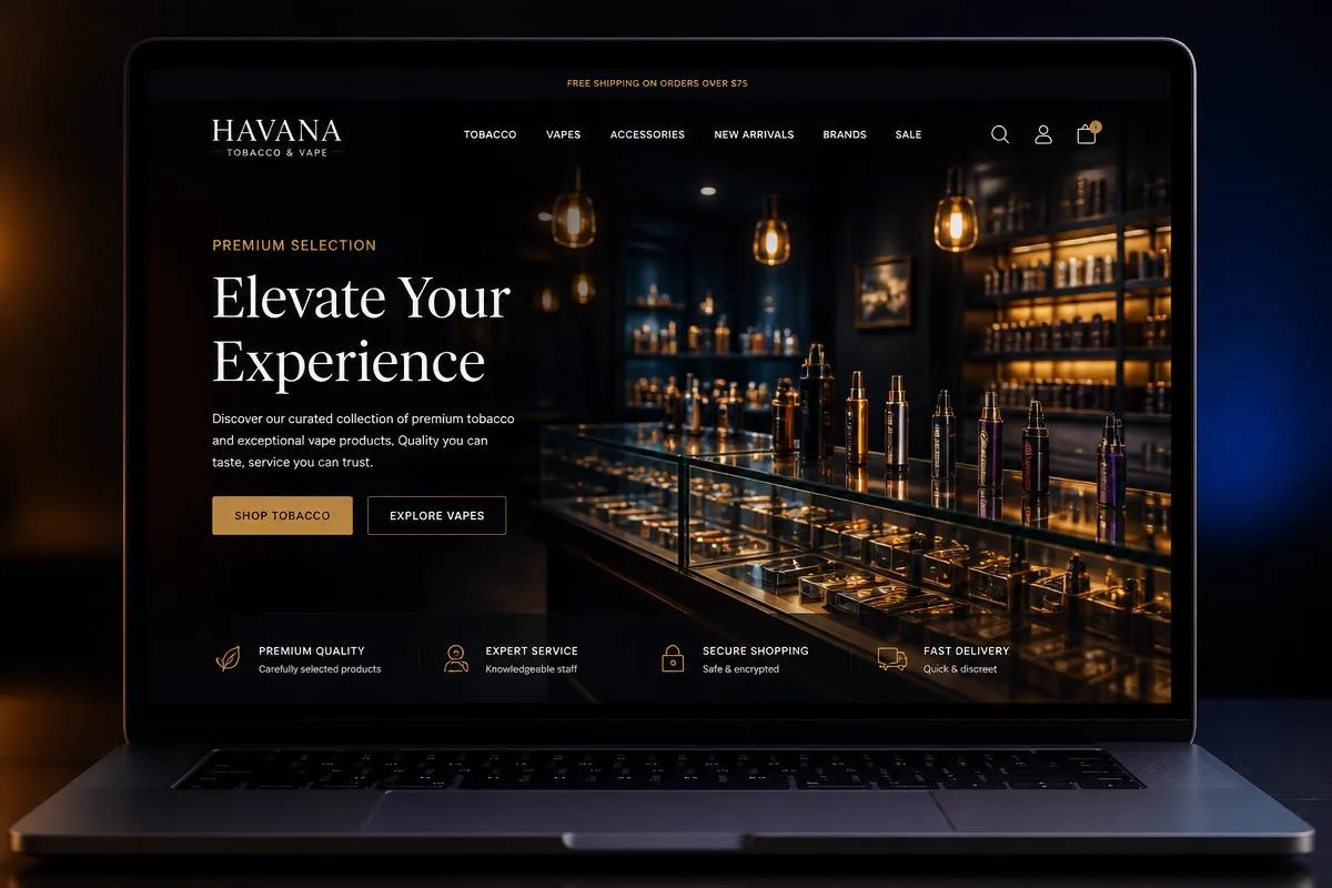 540 Tobacco & Vape — retail · client site project by Noirva T&D: Real client build — premium tobacco and vape retail site with product focus and local pickup flow.
